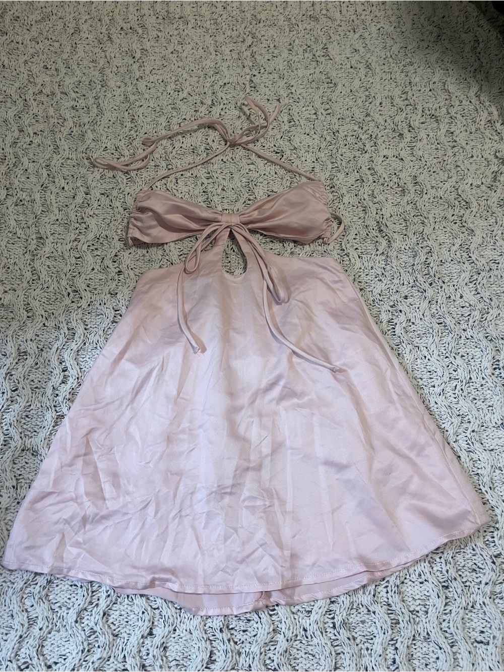 Princess Polly Blush Pink Tie-Front Halter Mini Dress